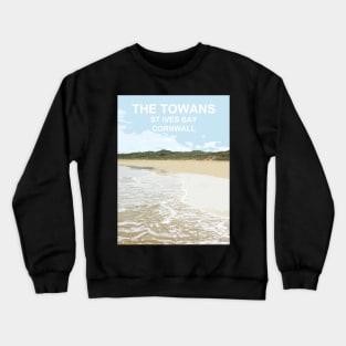 The Towans St Ives Bay Cornwall. Cornish gift Kernow Travel location poster, St Austell Crewneck Sweatshirt